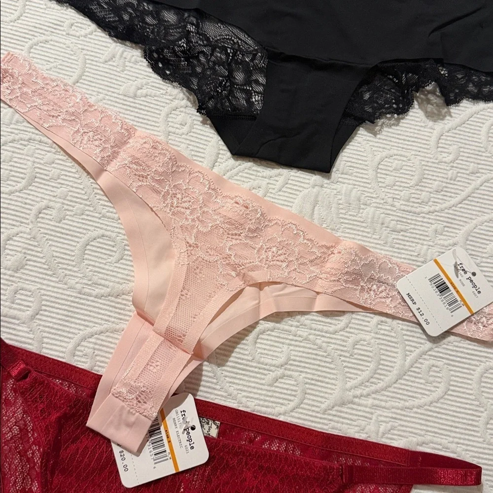 Free People Intimately Lace Panties. THREE PAIR. NWT Size Small